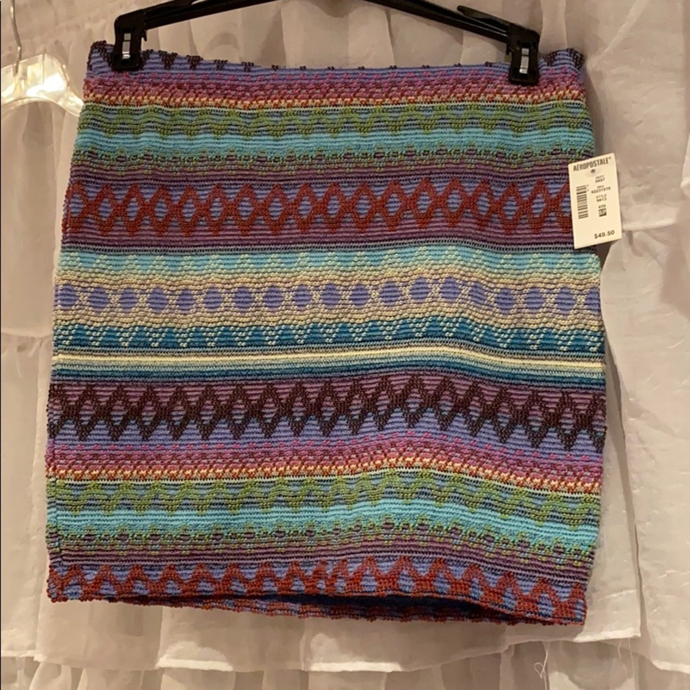 Multicolored Knit Pencil Skirt